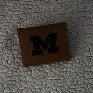 Brown Leather Wallet with Black Logo